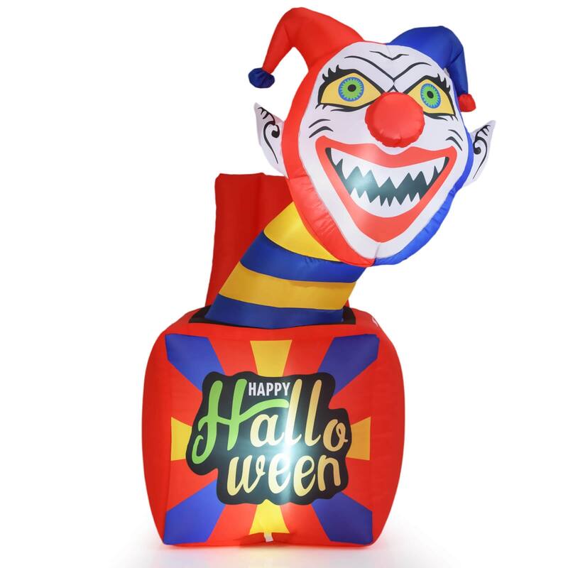 Costway 5 Ft Halloween Inflatable Clown Blow up Circus Clown Box - as pic shows - See Details