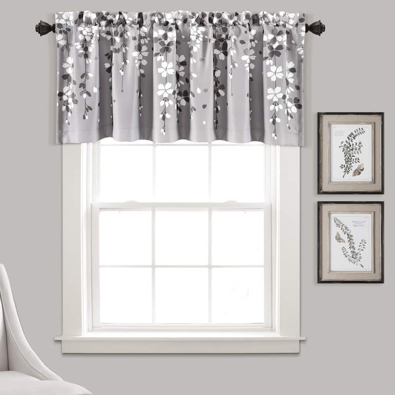 Lush Decor Weeping Flower Room Darkening Window Curtain Valance - 52x18 - Gray