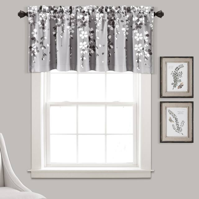 Lush Decor Weeping Flower Room Darkening Window Curtain Valance - 52x18 - Gray