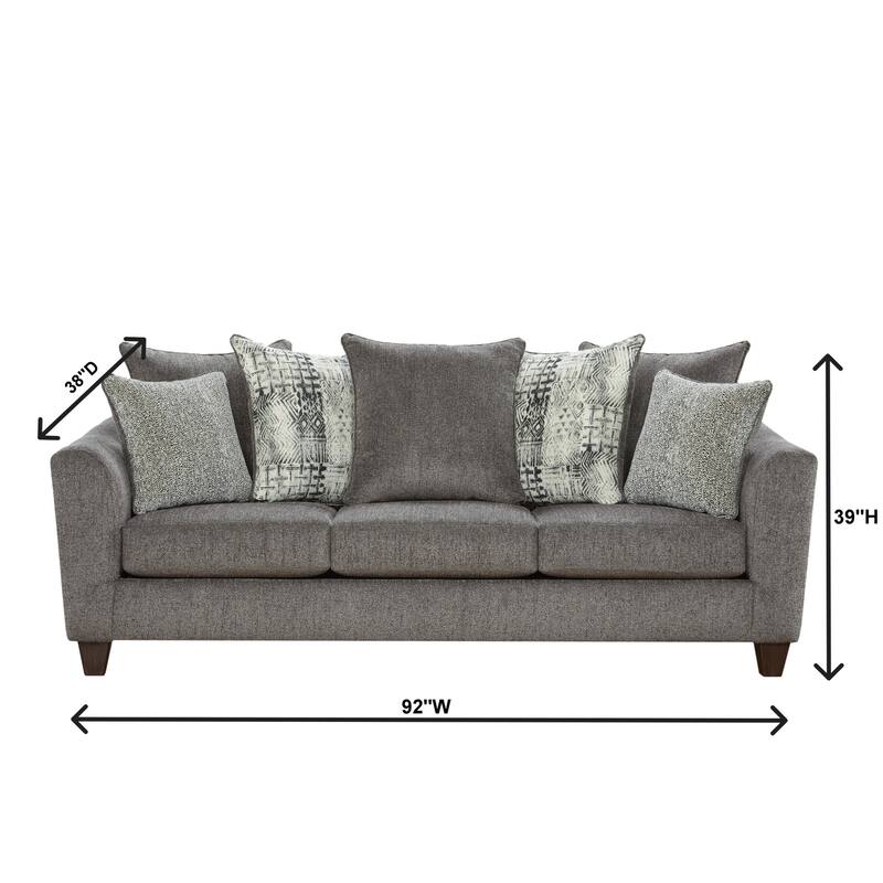 Roundhill Furniture Davoz 2-Piece Living Room Set, Sofa and Cocktail Ottoman, Tori Slate