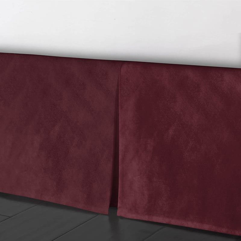 6ix Tailors Cascade Velvet Merlot Bed Skirt 15" drop