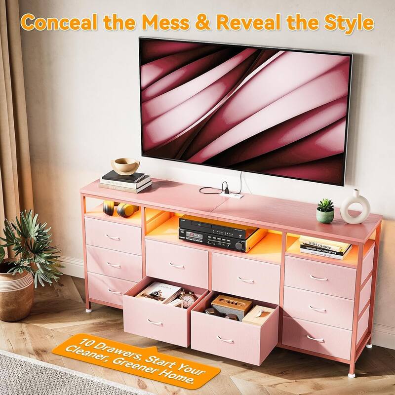 10 Drawer Dresser Tv Stand for 65 70 75 Inch Tv
