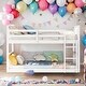 preview thumbnail 2 of 11, Low Bunk Design Twin Over Twin Bunk Bed with Ladder, White