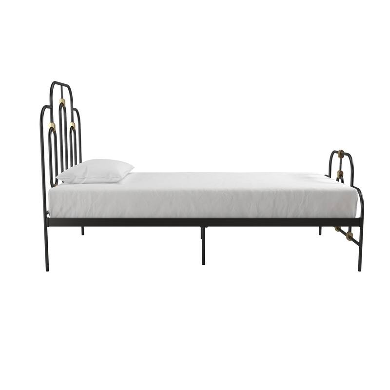 Vintage Metal Bed with Adjustable Height and Gold Detailing