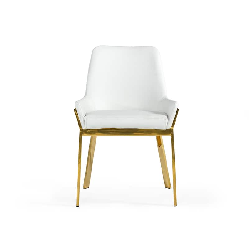 Modrest Ganon Modern White & Gold Dining Chair