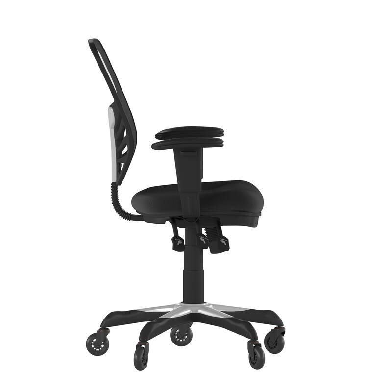 Mid-Back Ergonomic Multifunction Mesh Chair with Polyurethane Wheels