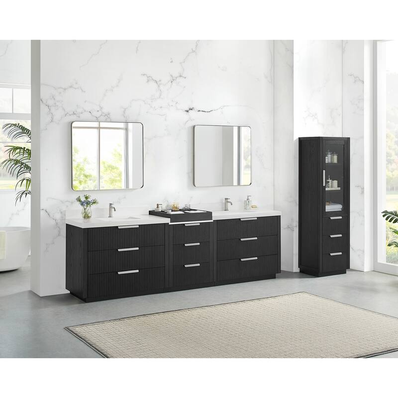 Santarem Double Vanity with Pure White Quartz Stone Top without Mirror