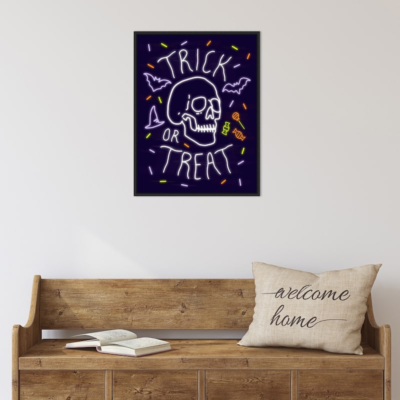 Amanti Art Neon Halloween I Framed Canvas Wall Art