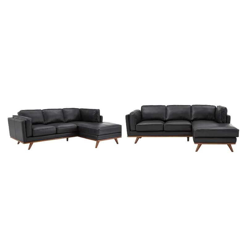 Sintra Dark Oak and Black Oxford Leather Sectional Sofa