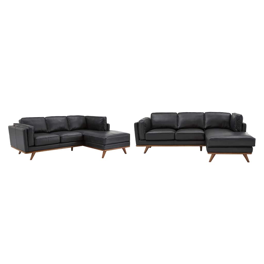 Sintra Dark Oak and Black Oxford Leather Sectional Sofa