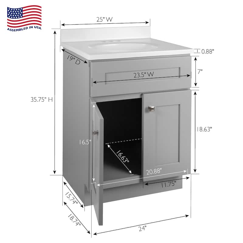Design House 230912 Brookings 24" Free Standing Single Basin Vanity