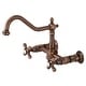 preview thumbnail 8 of 12, Kingston Brass Heritage 1.8 GPM Wall Mounted Bridge Kitchen Faucet Antique Copper