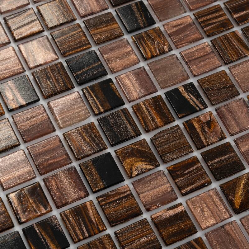Apollo tile 12" x 12" Mingles Glossy Brown Yellow Glass Tile (20 sq ft/case) - 20 Pack