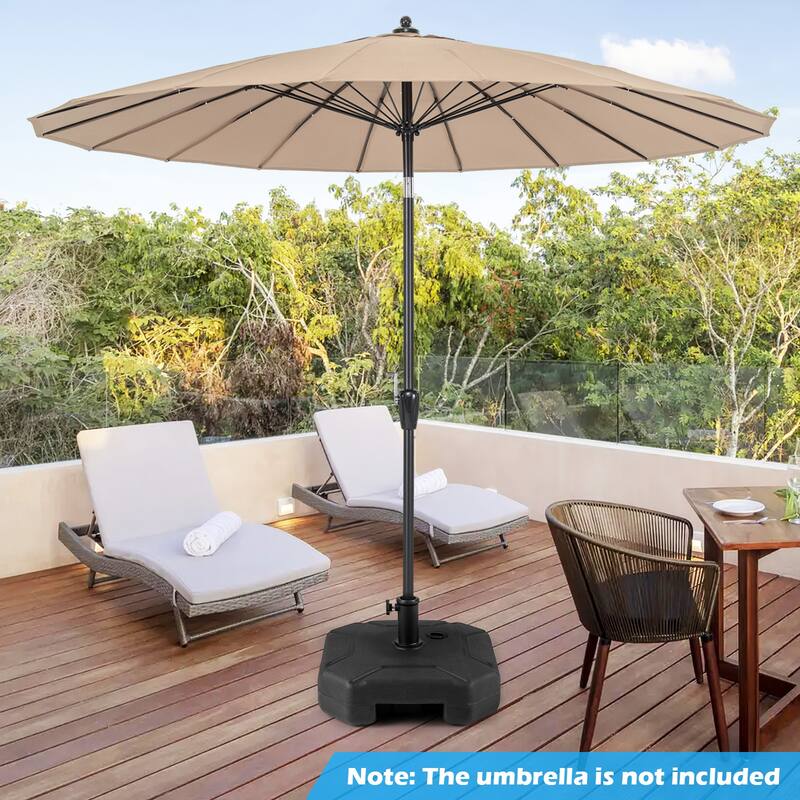 Black Adjustable Outdoor Umbrella Base for 6 to 8 Foot Umbrellas Fillable with Sand or Water Up to 88 lbs - 17" x 17" x 10"