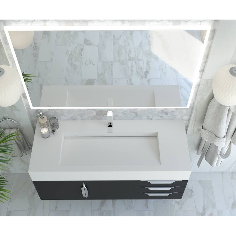 Nile 48" Wall Mounted Bathroom Vanity Set w/ White Top