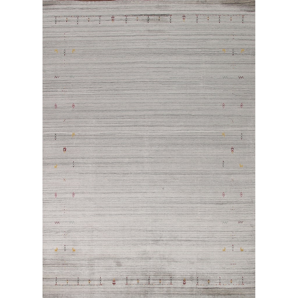 Handmade Gabbeh Indian Area Rug Hand-Knotted Wool Carpet - 8'0"x 9'11"