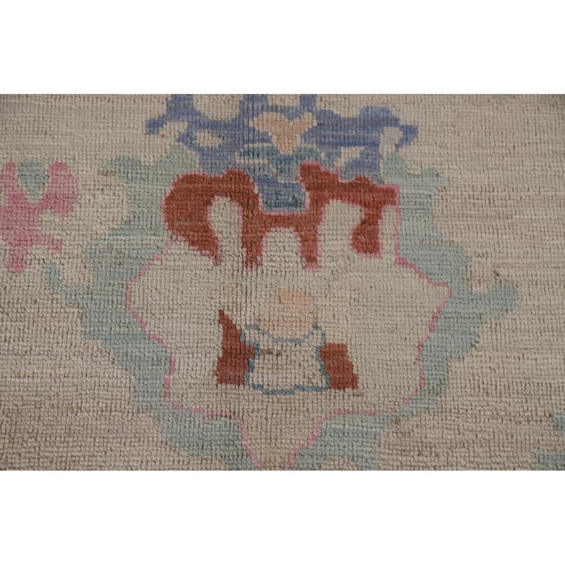 Vegetable Dye Oushak Turkish Area Rug Hand-knotted Wool Floral Carpet - 8'10"x 11'10"