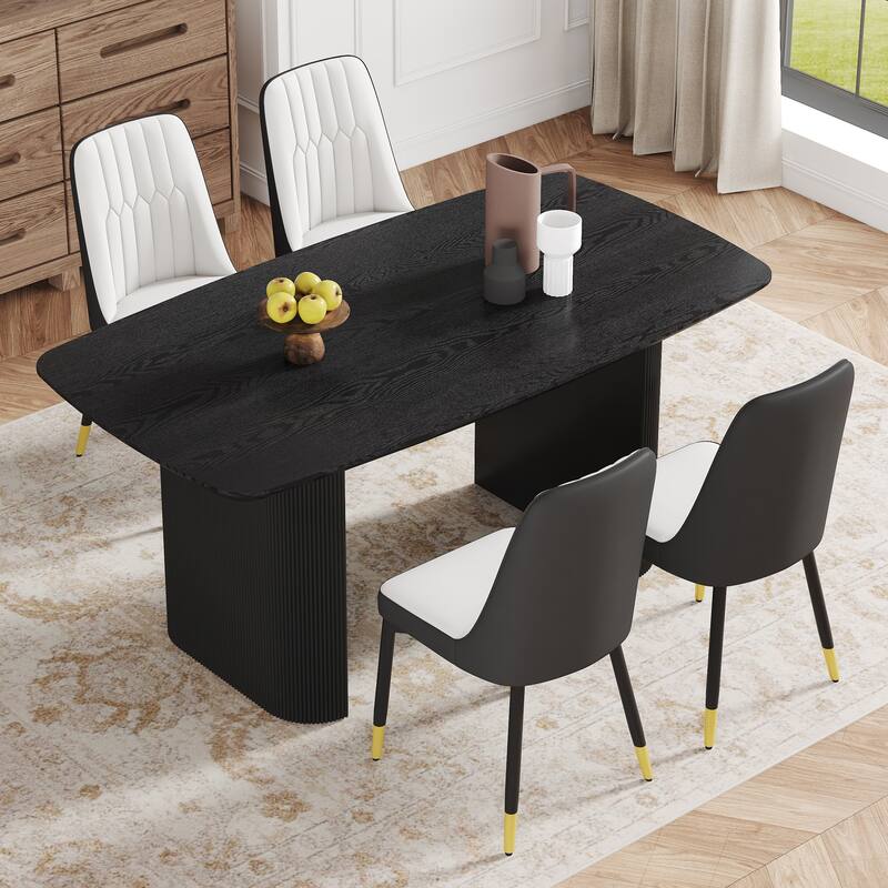 5-Piece Dining Set with Dining Table & Upholstered Dining Chairs, Characteristic Kitchen Chairs with Metal Legs