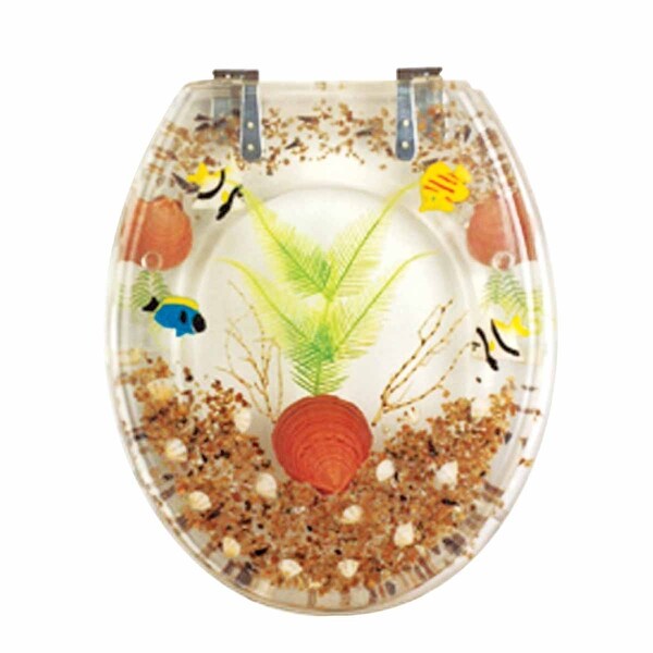 Polyresin Toilet Seat Sandy Shore Standard Round Chrome | Renovator's Supply