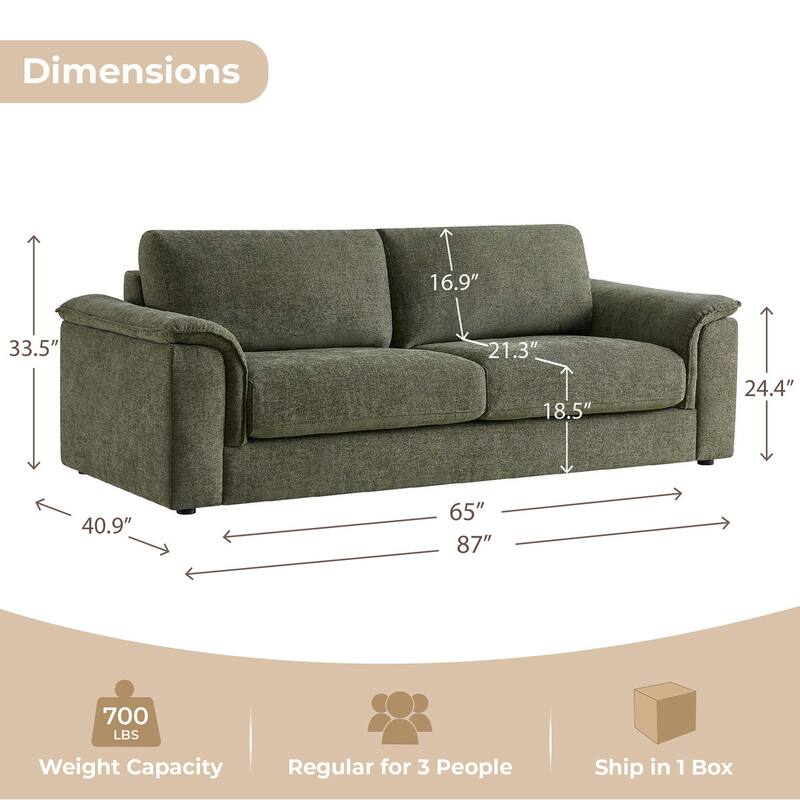 Spruce & Spring Upholstered Curved 3 Seat Sofa for Living Room