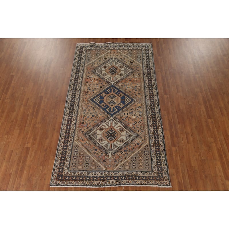 Tribal Animals Bakhtiari Persian Vintage Rug Hand-Knotted Wool Carpet - 5'5" x 9'11"