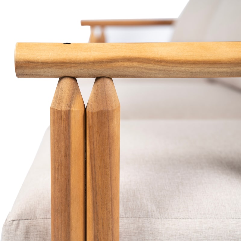 Christopher Knight Home - Outdoor Acacia Wood 3-Seater Sofa with Cushions