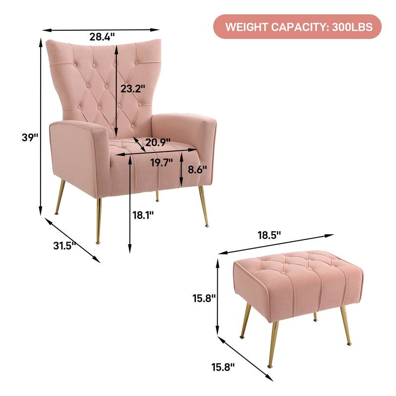 Ouyessir Upholstered Tufted Accent Chair with Ottoman