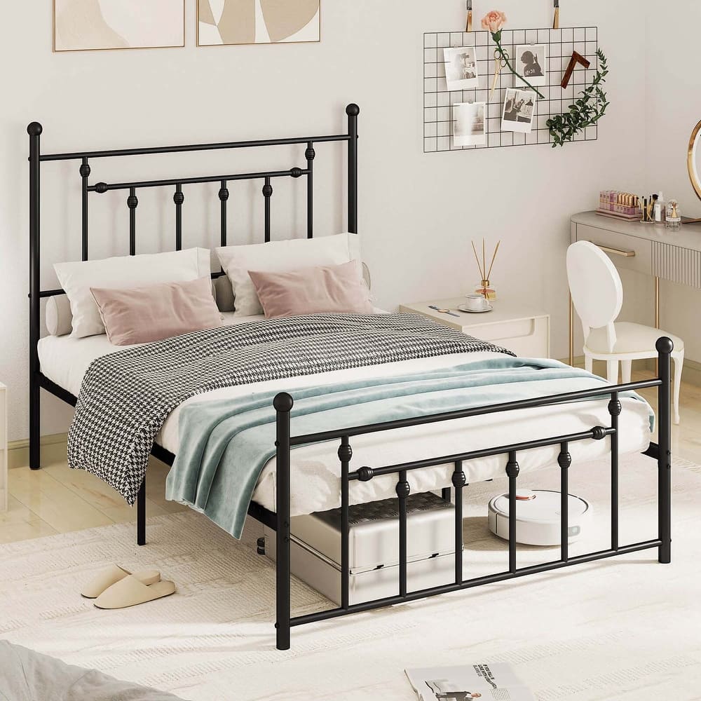 Costway Twin/Full/Queen Size Metal Bed Frame with Headboard Under-bed