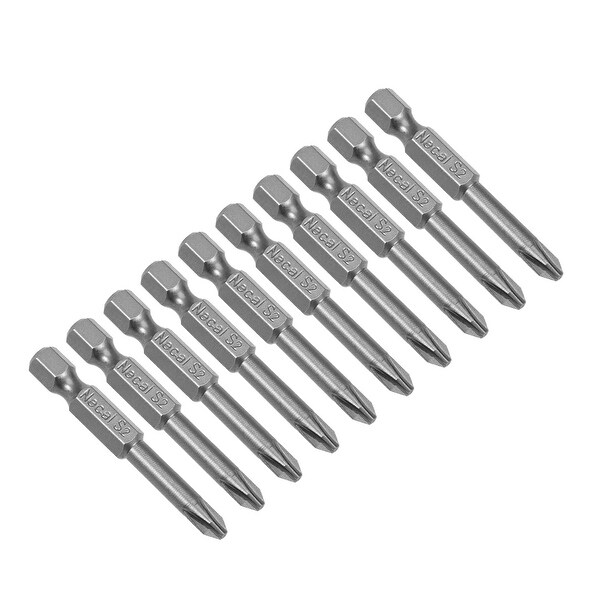 10Pcs 1/4-Inch Hex Shank 50mm Length Phillips 4.5PH2 Magnetic S2 Screwdriver Bit - 10pcs H1/4*50*4.5PH2