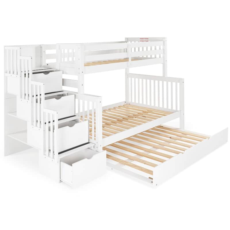Taylor & Olive Trillium Twin over Full Stairway Bunk Bed, Full Trundle