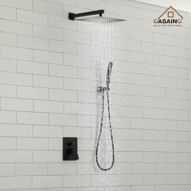 1-Spray Patterns 10 in. Wall Mount Shower System Rain Shower Heads and Metal Handheld