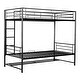 preview thumbnail 4 of 7, Black Metal Bunk Bed with Bottom Shelf and Full-Length Guardrails, Converts to Two Beds