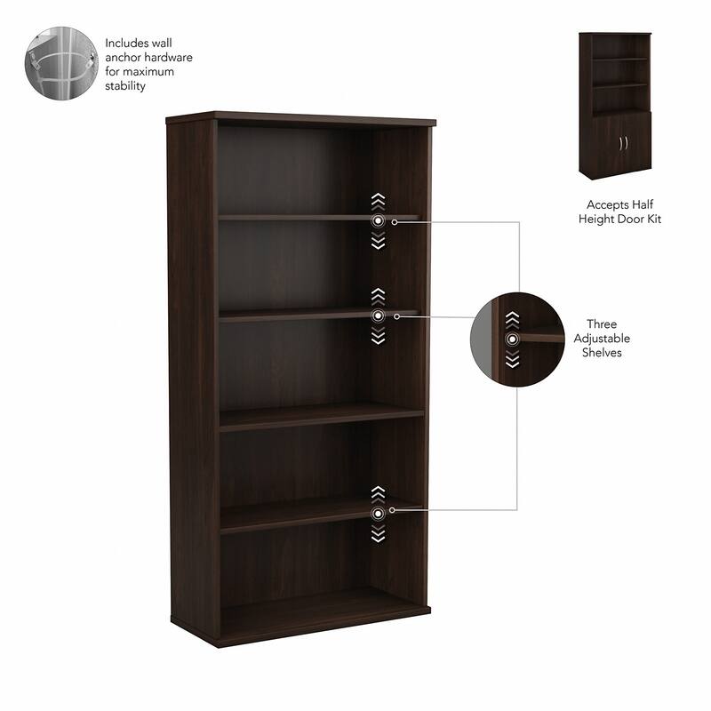 Studio C Tall 5 Shelf Bookcase Bookshelf Organizer by Bush Furniture