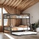 preview thumbnail 1 of 12, Full XL Over Queen Metal Bunk Bed with Twin Size Trundle for Home Black