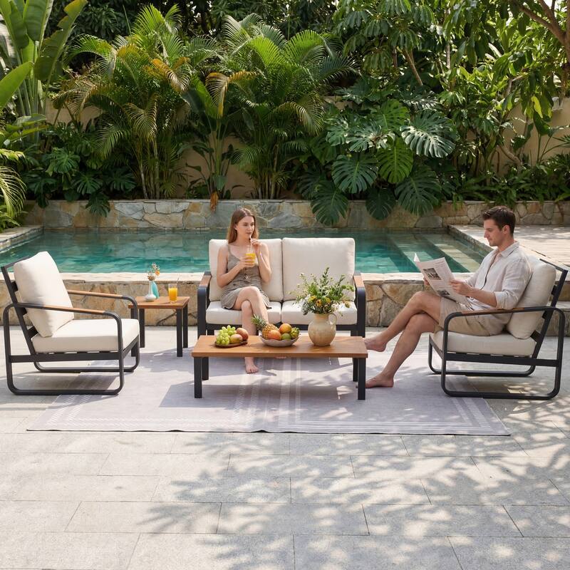 Outdoor Patio Conversation Sofa Set with Cushions