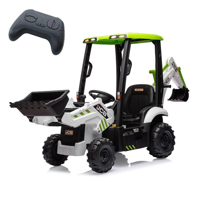 4 in 1 Ride on Excavator with Remote Control, 4 Transformable Forms Kids Excavator Digger - White