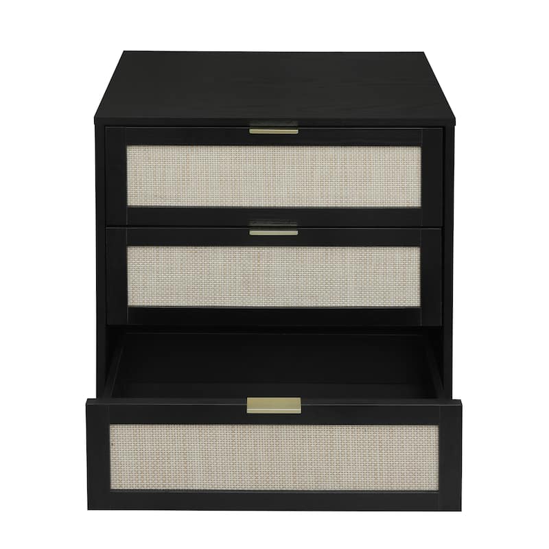 Modern Natural Rattan Shoe Rack Storage Cabinet for Entryway