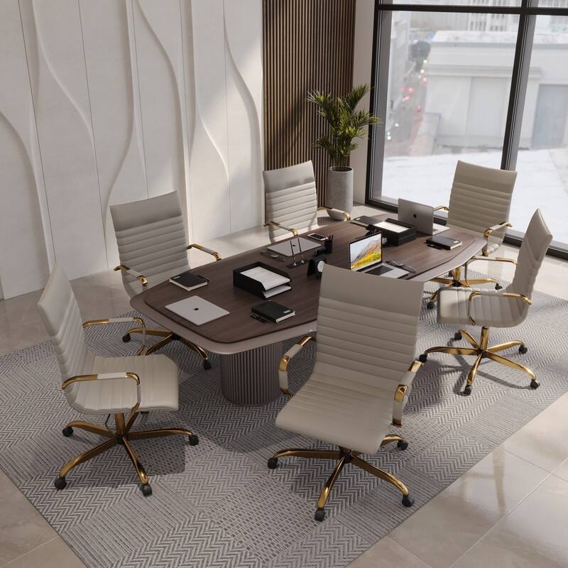 LeisureMod Harris Leatherette Office Chair With Gold Frame - Grey - 23"Dx23"Wx46"H