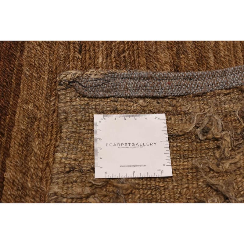 ECARPETGALLERY Flat-Weave Lahor Finest Brown Wool Tapestry Kilim - 13'5 x 13'0