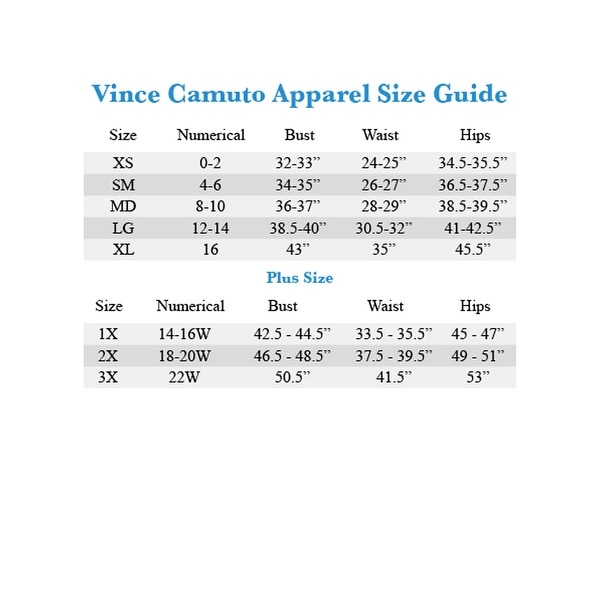 Vince Camuto Dress Size Chart
