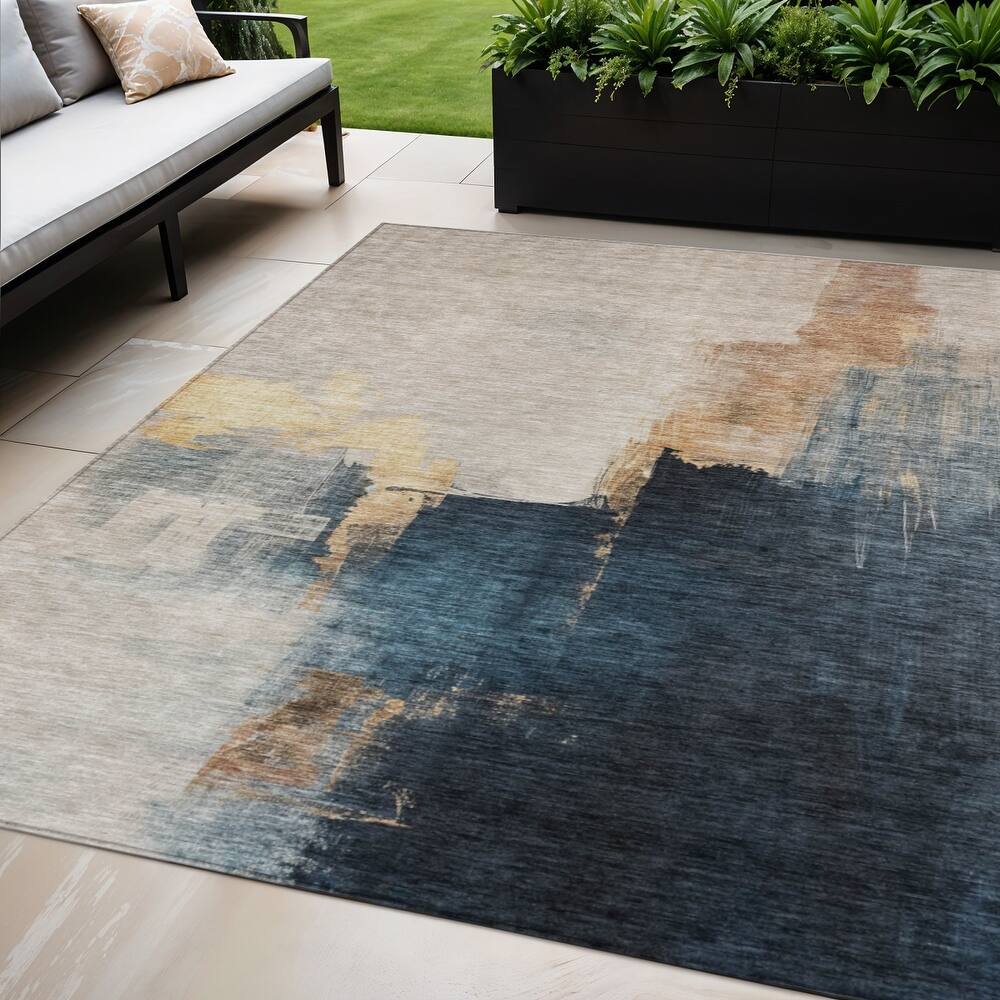 HomeRoots Abstract Transitional Rectangle Outdoor Rug