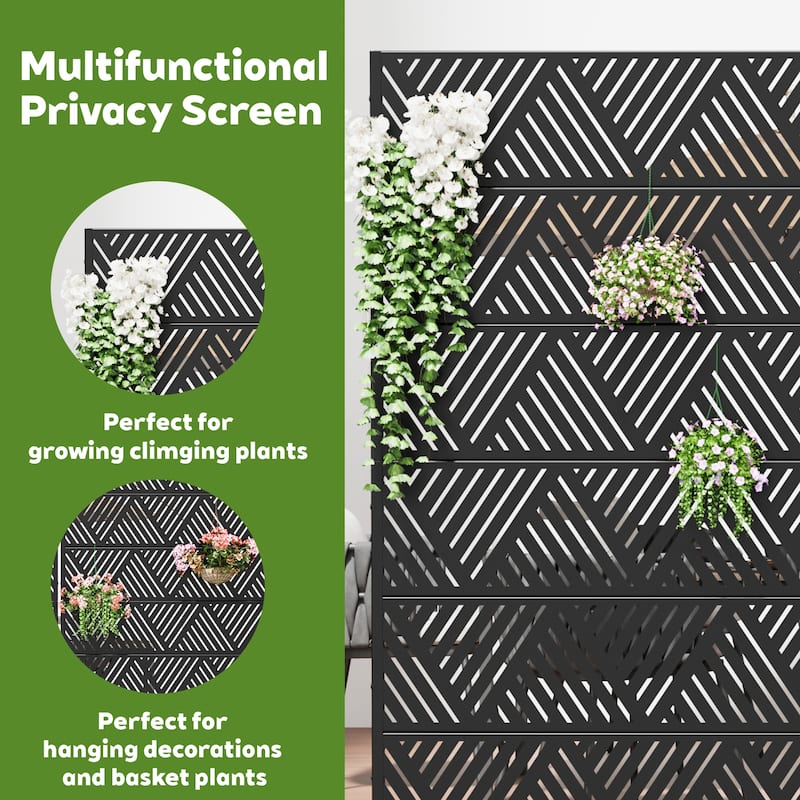 Dovelina 6ft.Outdoor Freestanding Metal Privacy Screen Decorative Garden Fence - 72"x47"