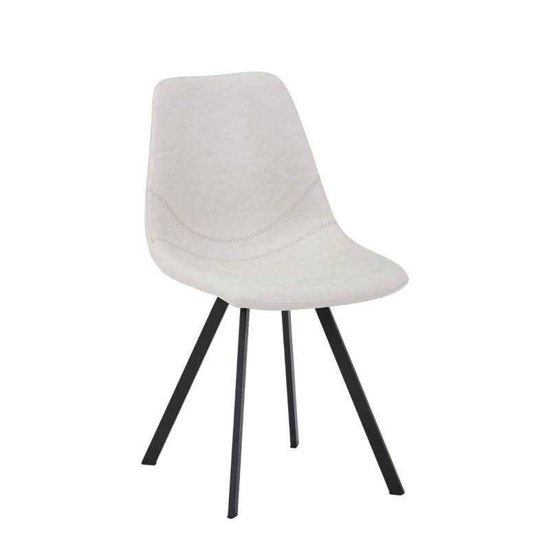 Markley Modern Ergonomic Leather Dining Chair with Black Steel Legs, Scratch-Resistant & Comfortable Kitchen Chair - Cream
