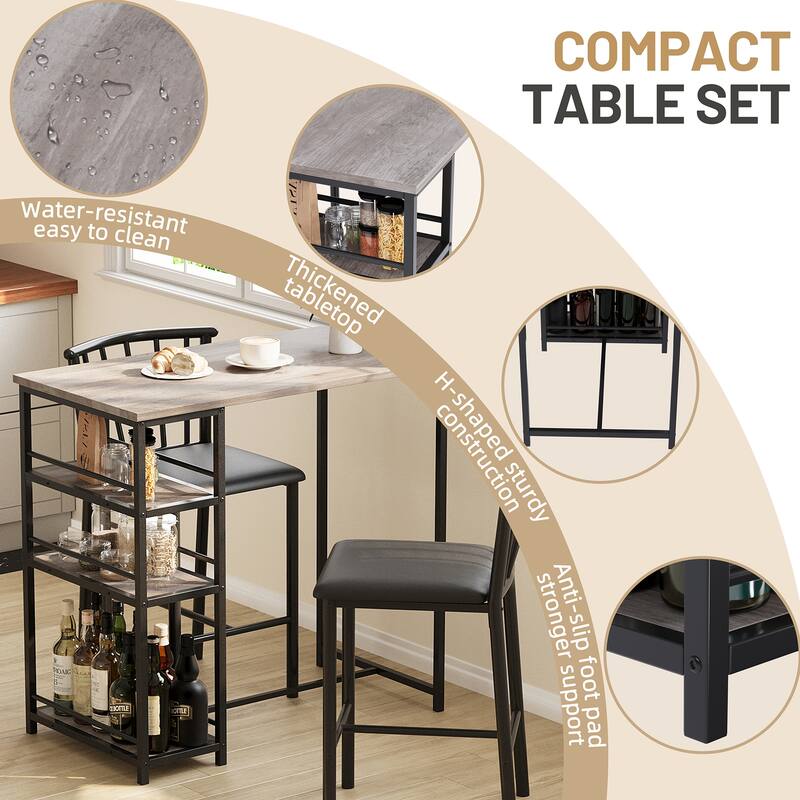 Futzca Dining Table Set, Kitchen Bar Table and Chairs, 3 Or 4 Pieces