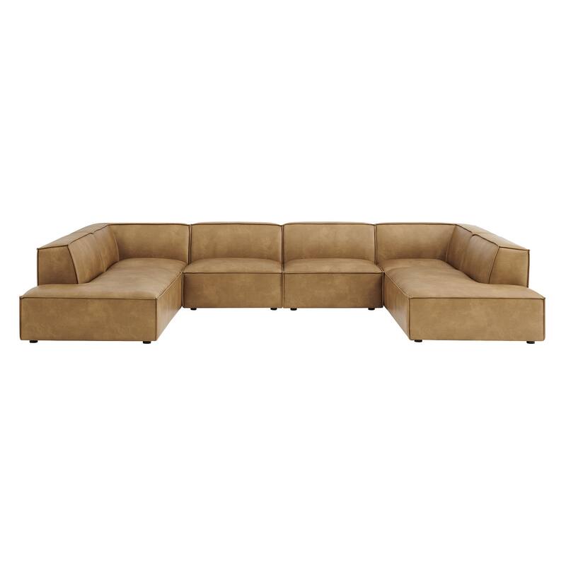 Restore 6-Piece Vegan Leather U-Shaped Armless Sectional Sofa