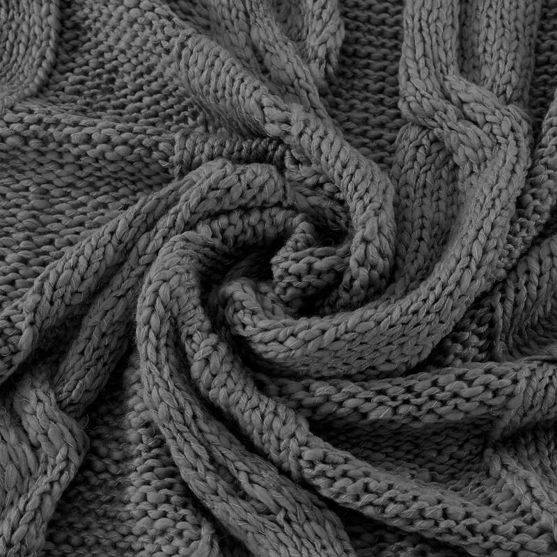 Modern Threads Cable Knit/Sherpa Throw