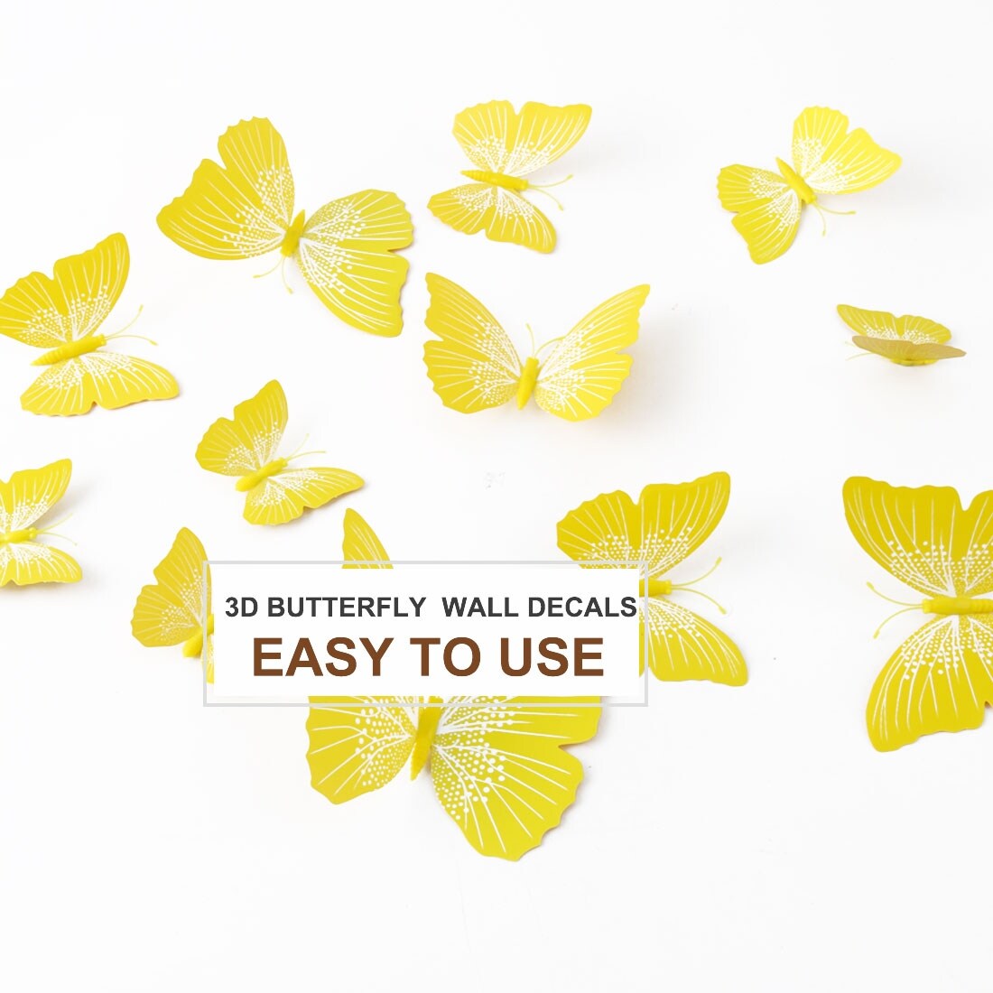 Shop 60pcs 3d Butterfly Art Decal Sticker Wall Stickers For Home Decoration Yellow On Sale Overstock 28961490