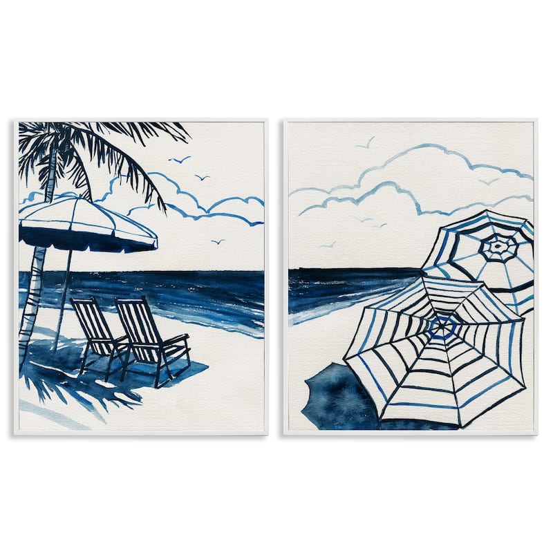 Stupell Tropical Ocean Views Framed Giclee Art Design By Carol Robinson (Set of 2) - 24 x 30 - White