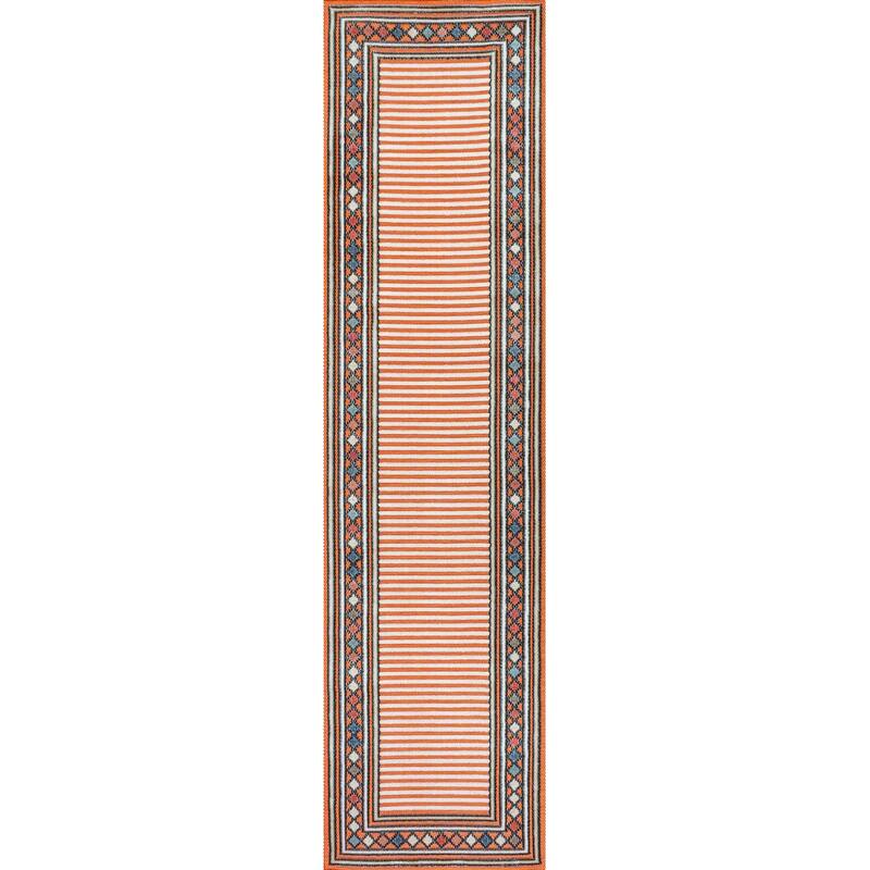 JONATHAN Y Star Abstract Swirl Area Rug - 2 X 8 - Orange/Ivory