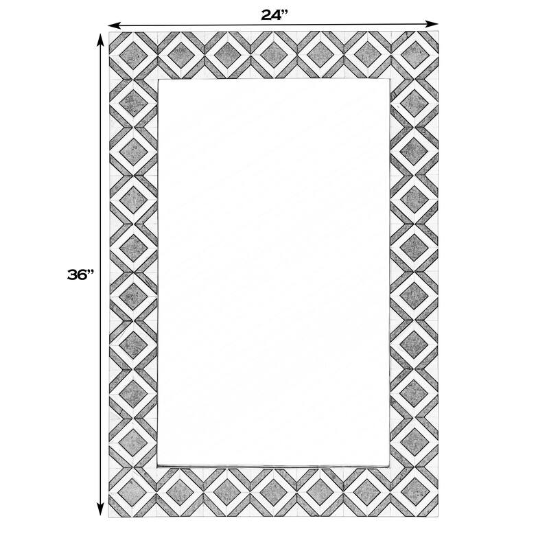 Verona 24 in. W x 36" H Rectangular Bone-Inlay Wall Mirror
